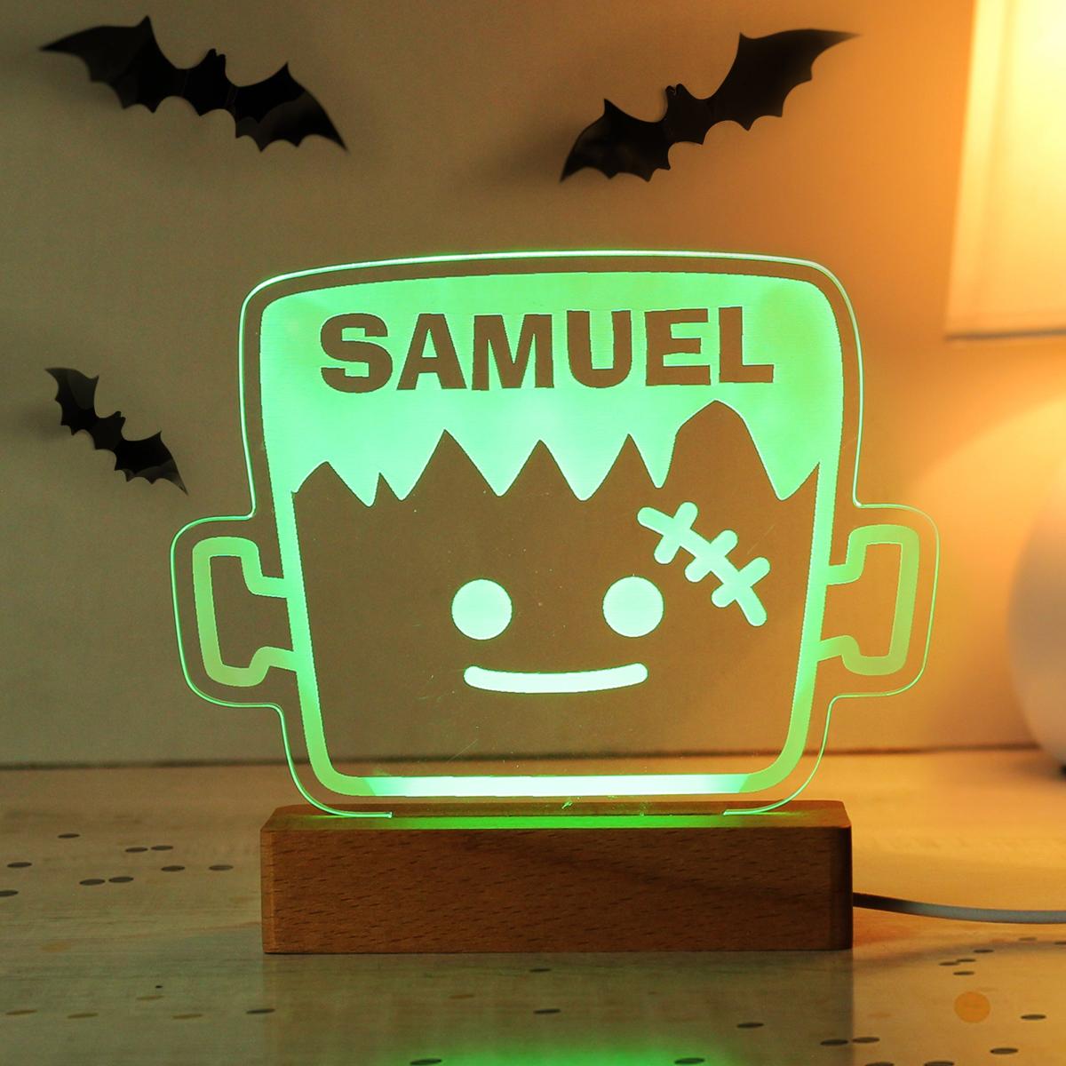 Personalised Frankenstein Wooden LED Light Natural – image 2