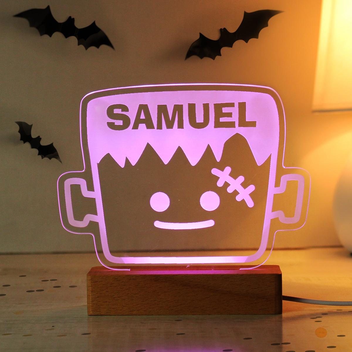 Personalised Frankenstein Wooden LED Light Natural – image 3