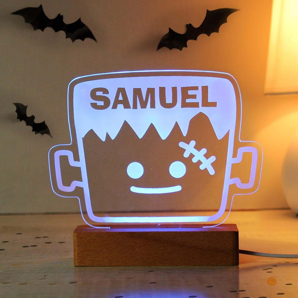 Personalised Frankenstein Wooden LED Light Natural – image 4