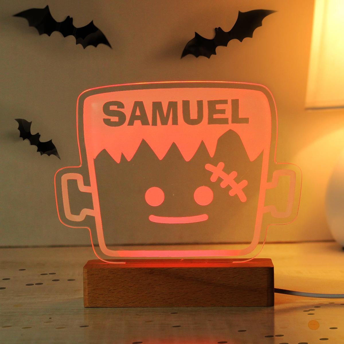 Personalised Frankenstein Wooden LED Light Natural – image 5