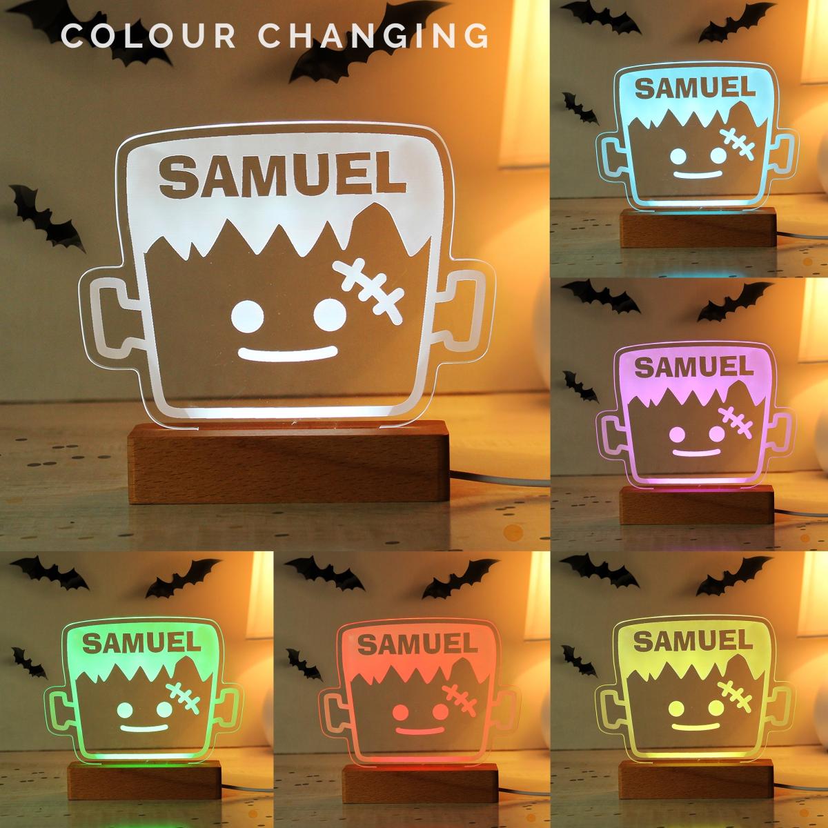 Personalised Frankenstein Wooden LED Light Natural – image 6