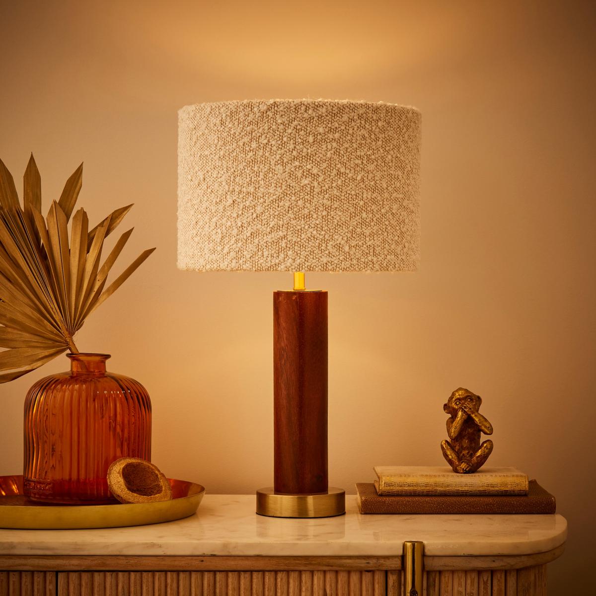 Hazelle Boucle Table Lamp Off-White – image 2