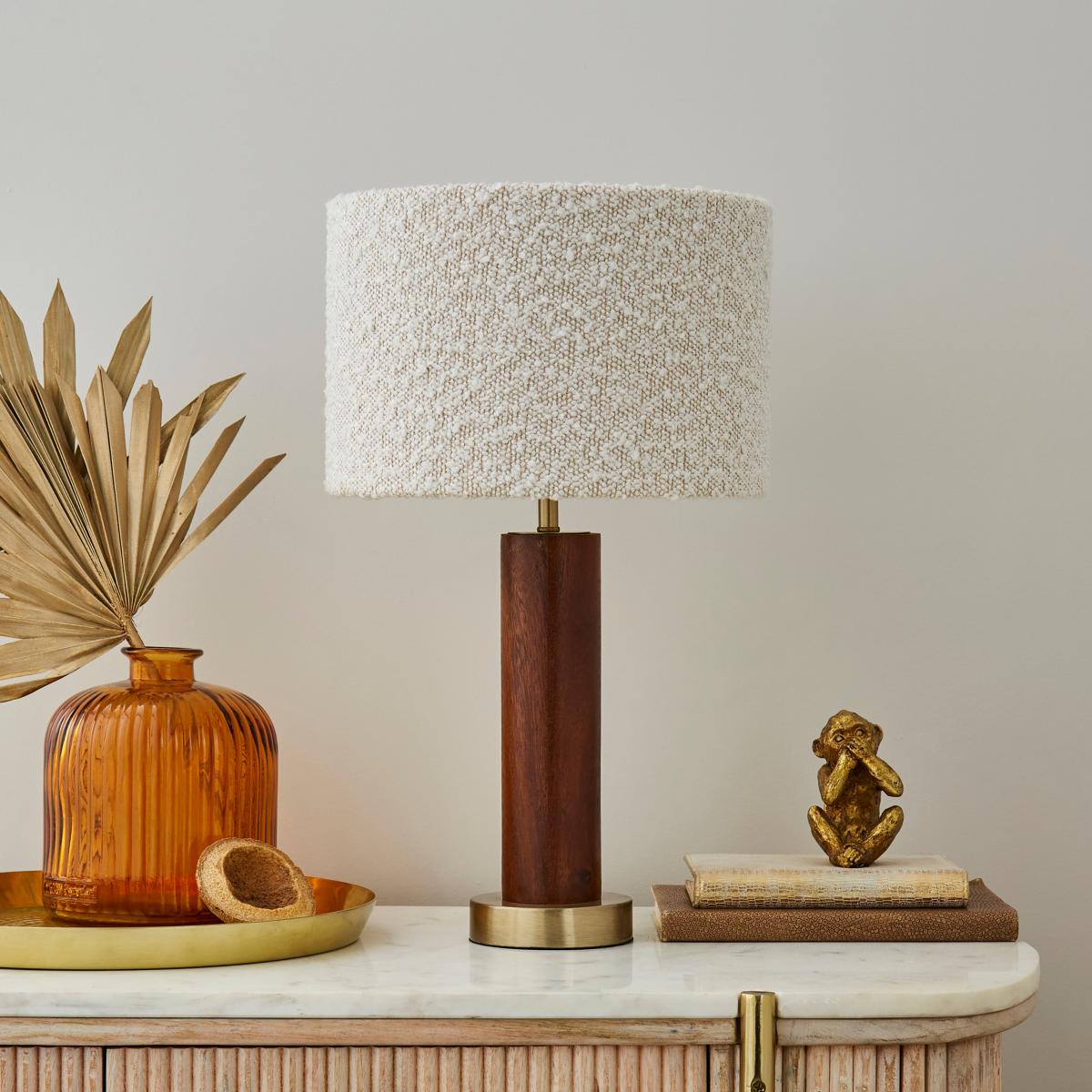 Hazelle Boucle Table Lamp Off-White – image 1