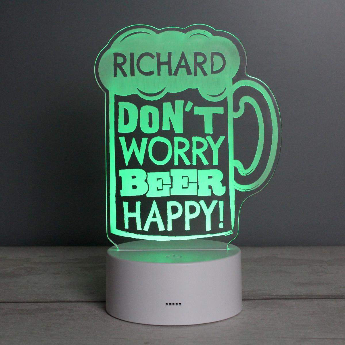 Personalised Beer Happy Colour Changing LED Light White – image 4
