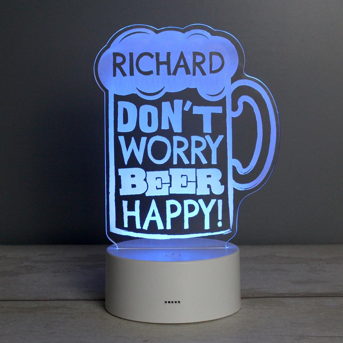 Personalised Beer Happy Colour Changing LED Light White – image 5