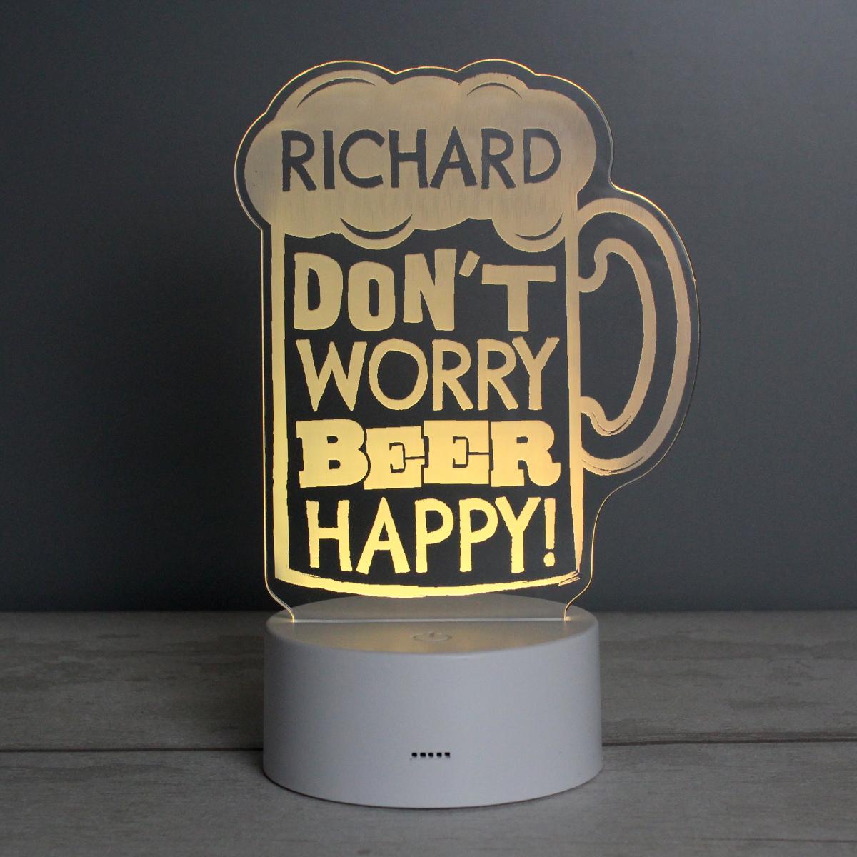 Personalised Beer Happy Colour Changing LED Light White – image 6
