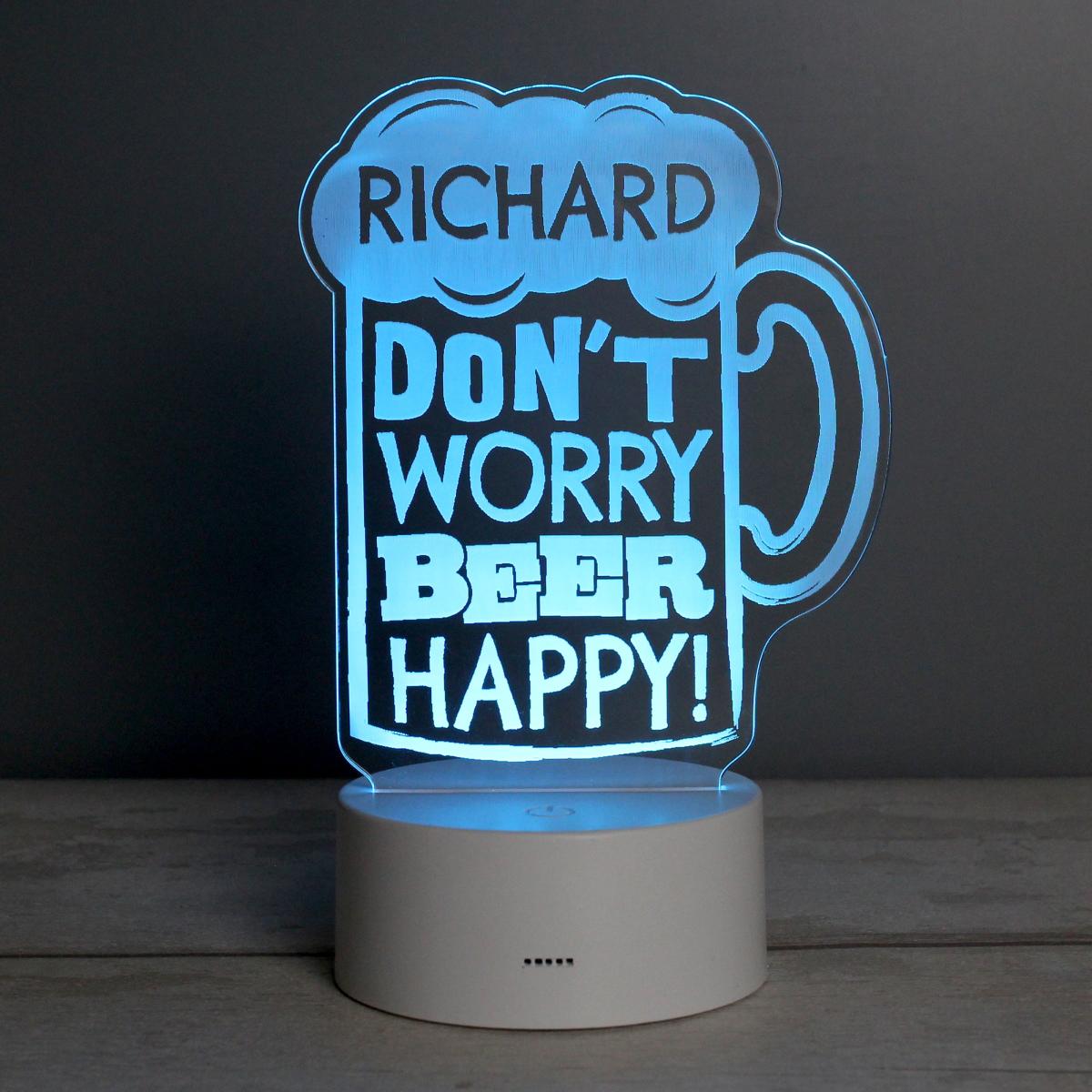Personalised Beer Happy Colour Changing LED Light White – image 7