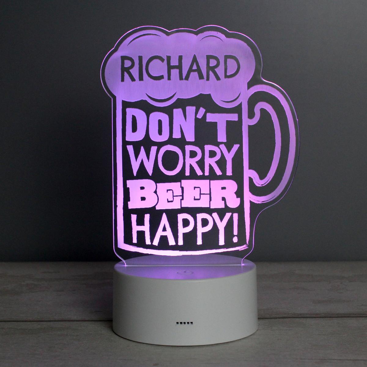 Personalised Beer Happy Colour Changing LED Light White – image 8