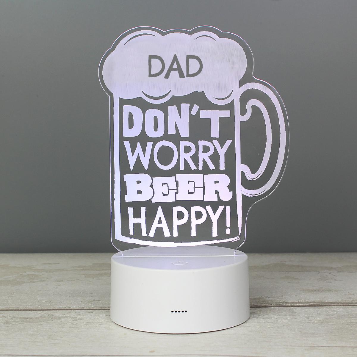 Personalised Beer Happy Colour Changing LED Light White – image 1