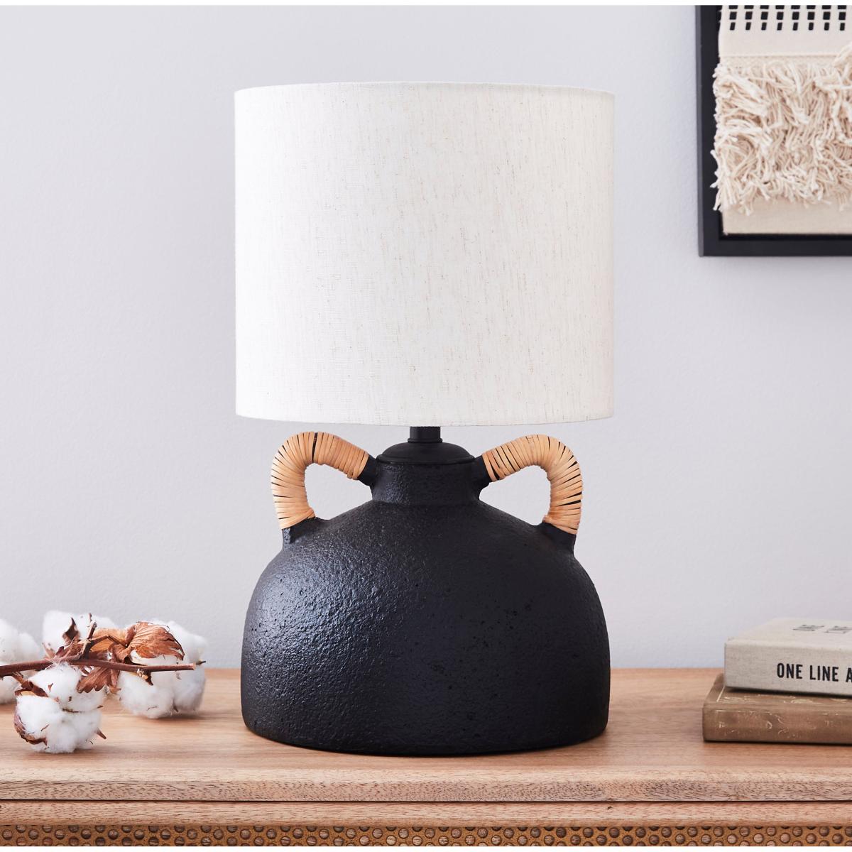 Zuri Traditional Ceramic Handle Table Lamp Black – image 3
