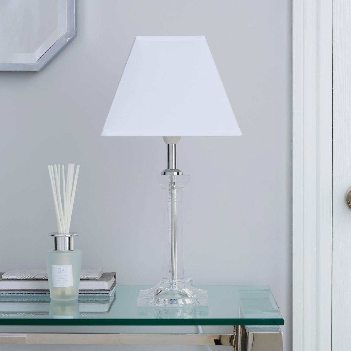 Square Clear Table Lamp White – image 2