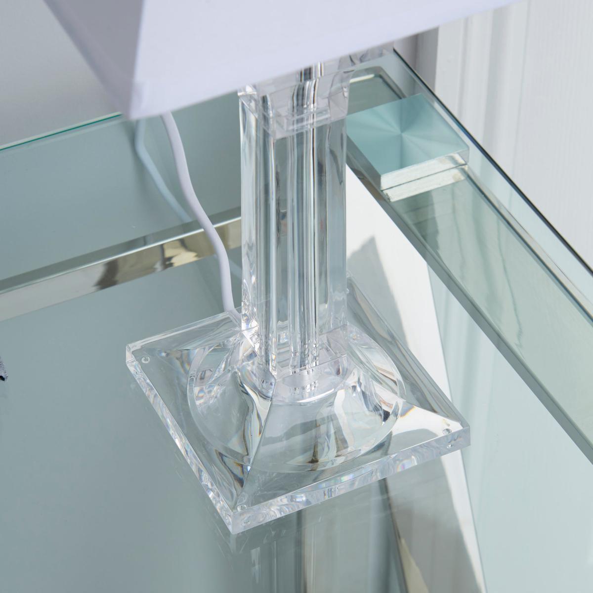 Square Clear Table Lamp White – image 3