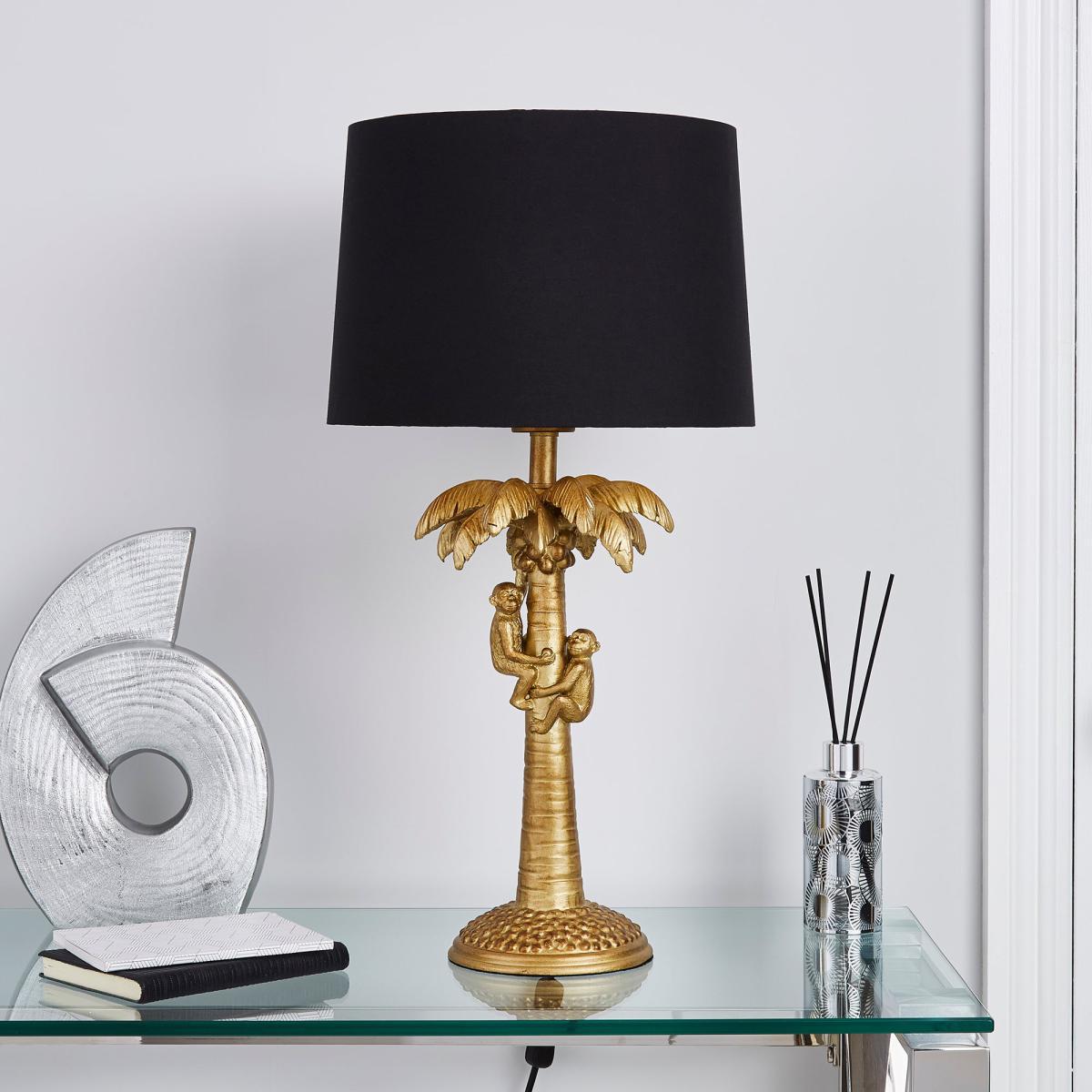 Odisha Monkey on Palm Tree Table Lamp Gold – image 2