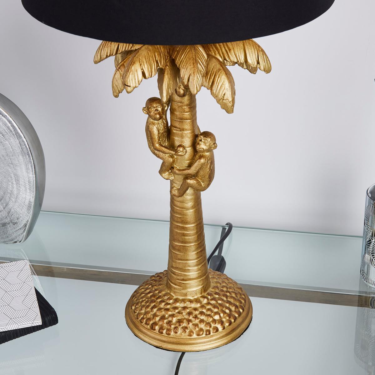 Odisha Monkey on Palm Tree Table Lamp Gold – image 3