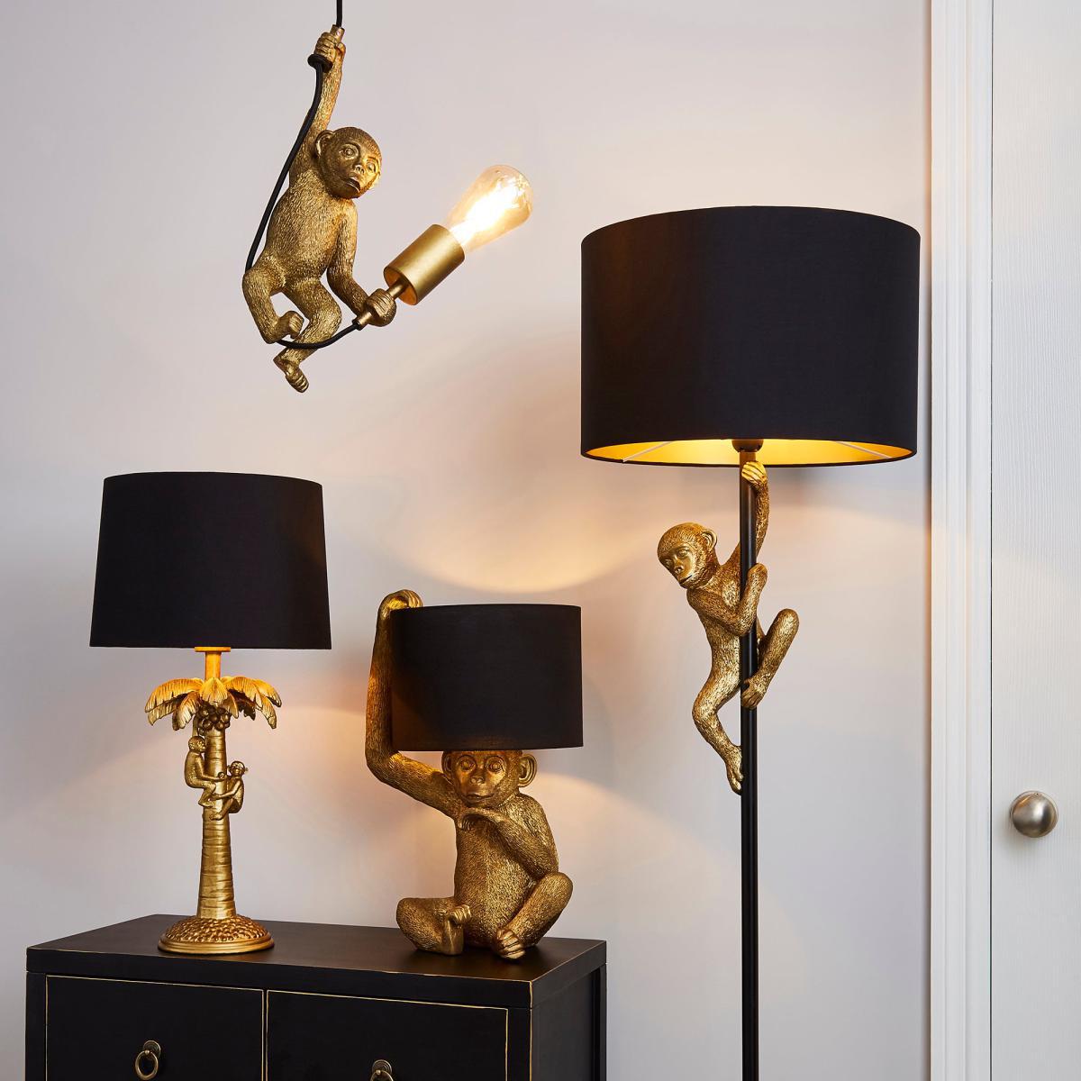 Odisha Monkey on Palm Tree Table Lamp Gold – image 6