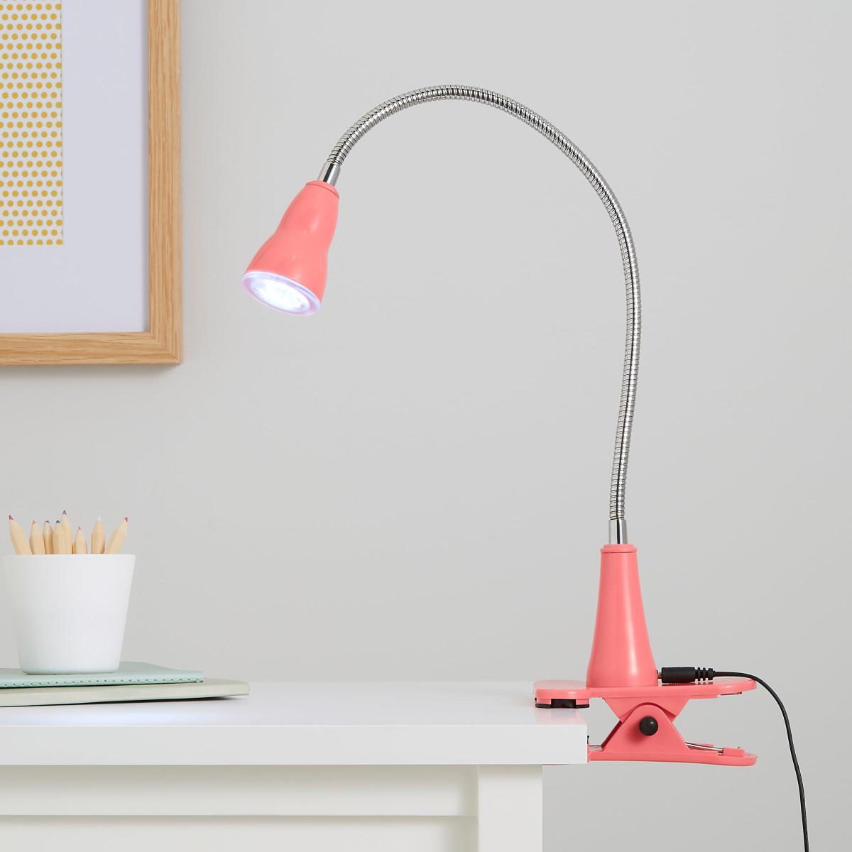 Clip on Integrated LED USB Task Lamp Pink – image 1