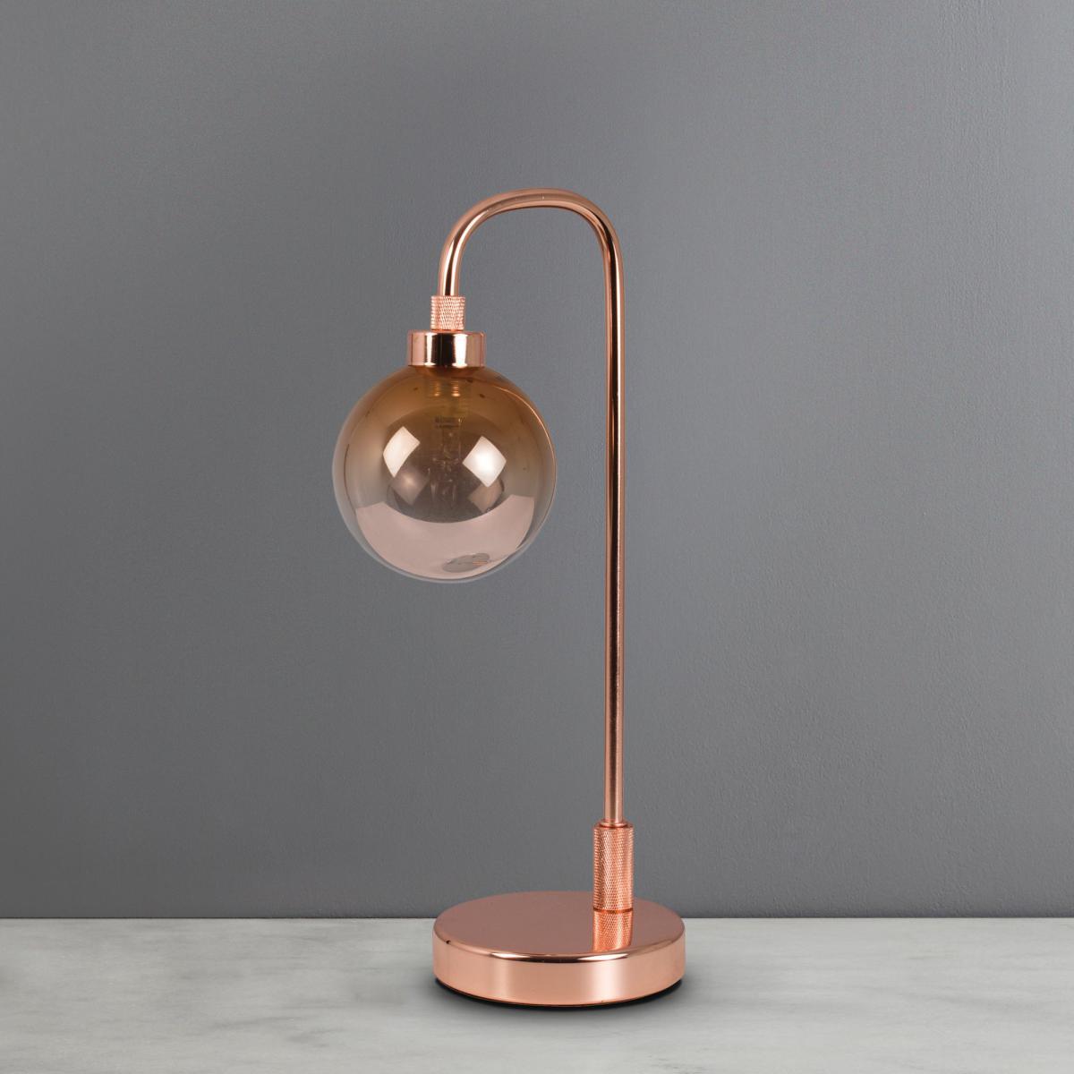 Tanner Copper and Glass Table Lamp Copper (Brown) – image 2