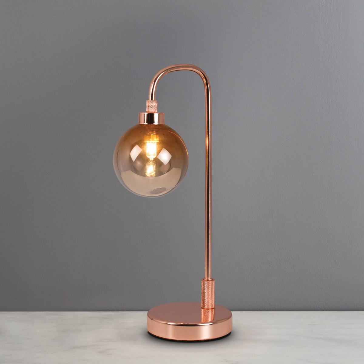 Tanner Copper and Glass Table Lamp Copper (Brown) – image 1