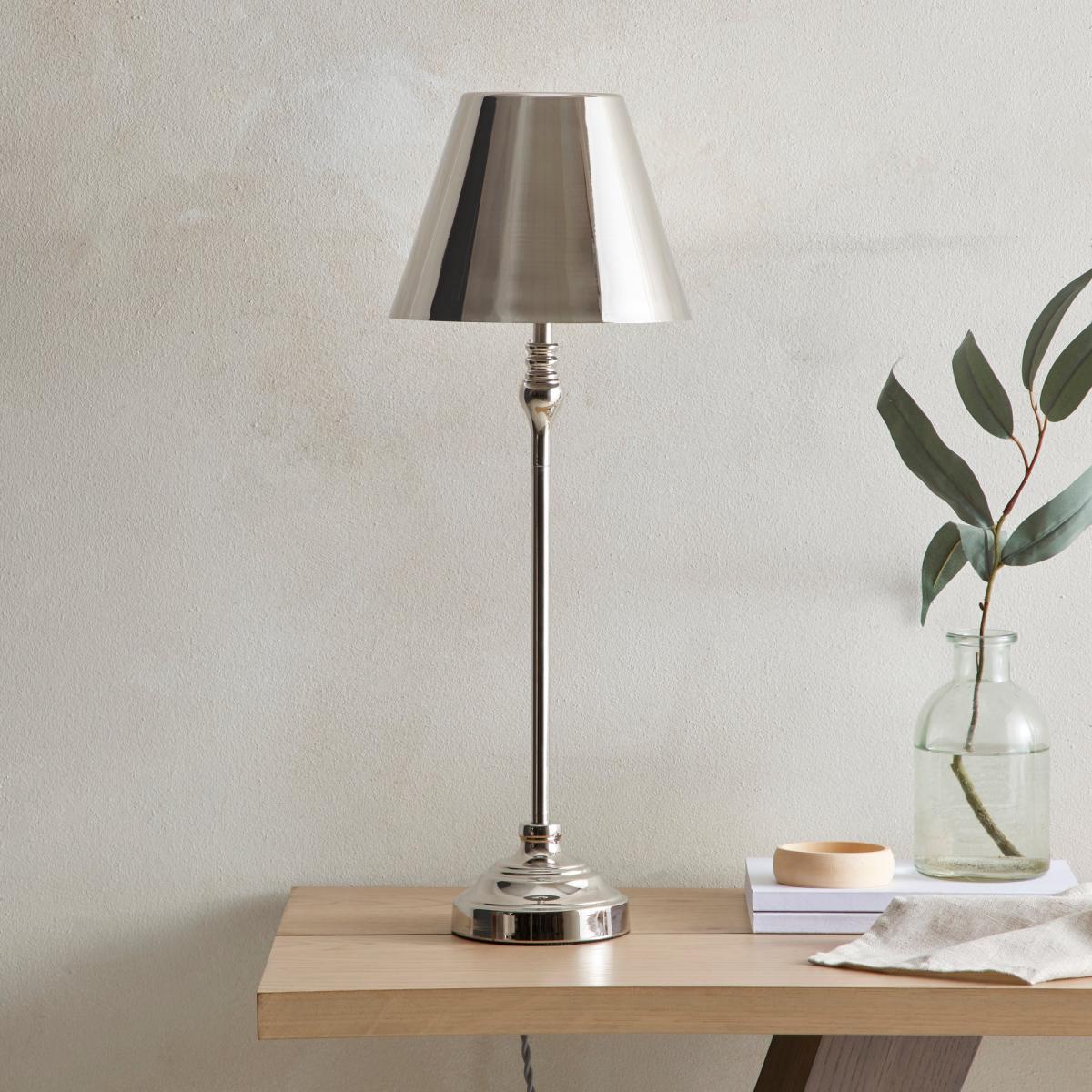 Dorma Bedford Table Lamp Polished Nickel Silver and Grey – image 2