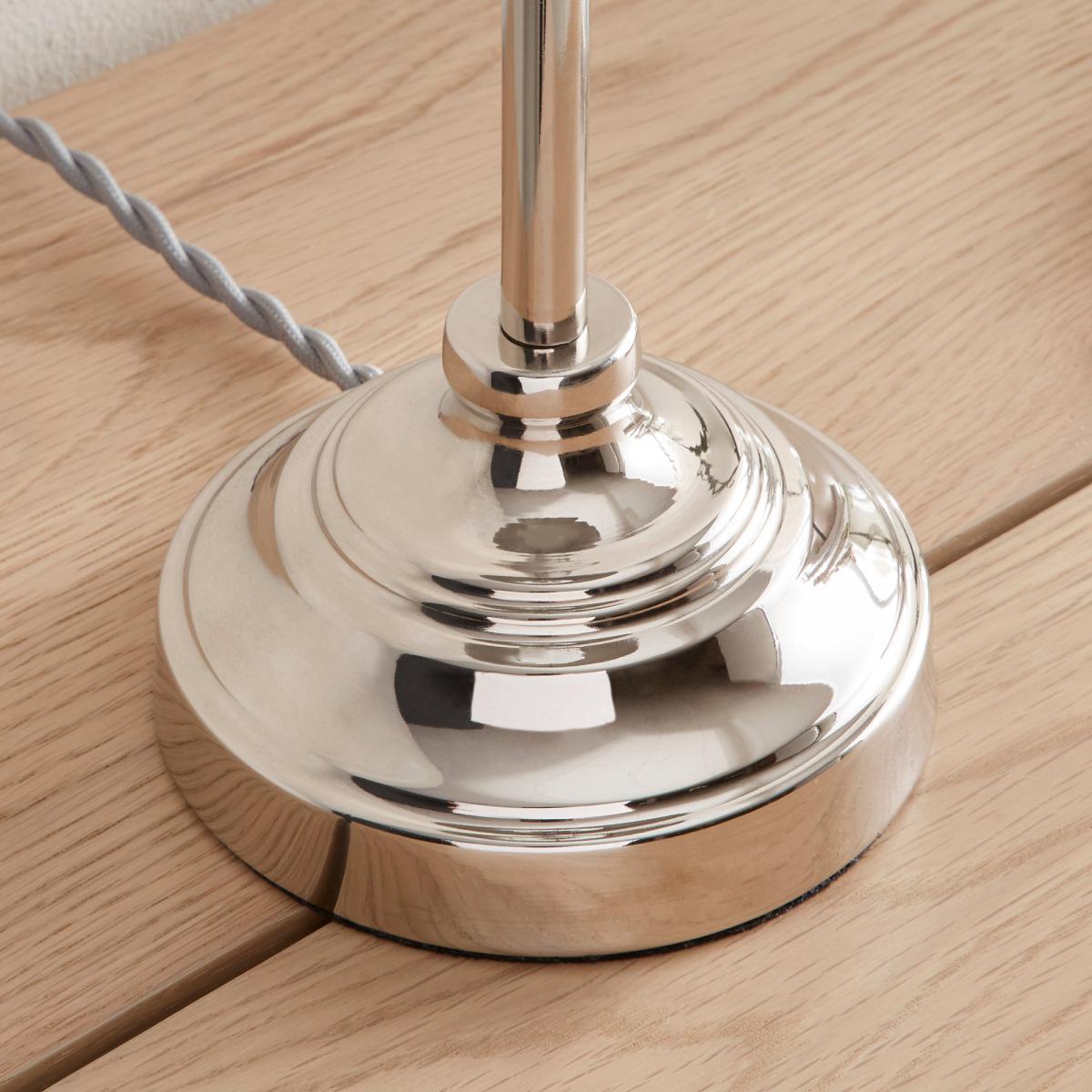 Dorma Bedford Table Lamp Polished Nickel Silver and Grey – image 4