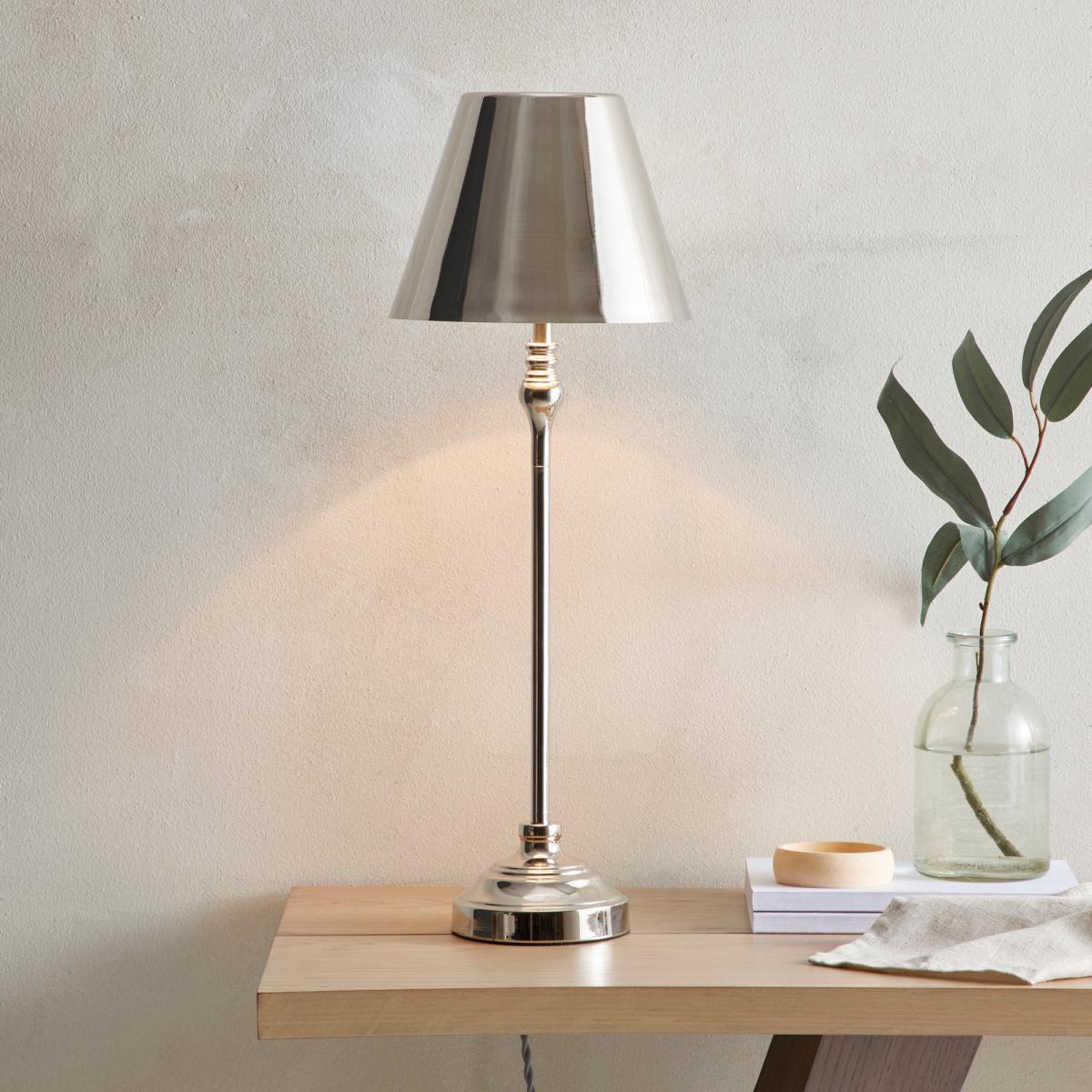 Dorma Bedford Table Lamp Polished Nickel Silver and Grey – image 1
