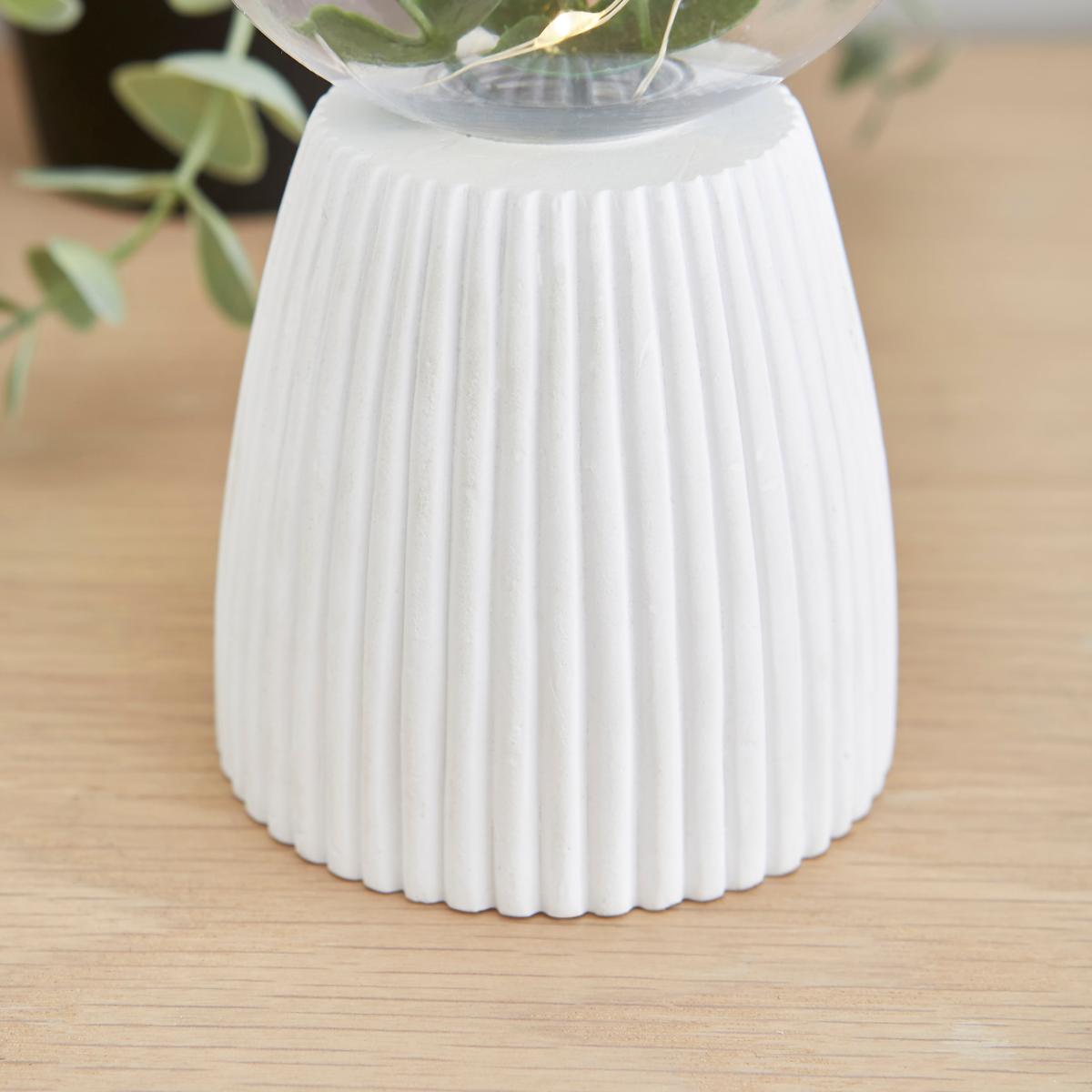 Faux Terrarium Ribbed Battery Table Lamp White – image 2