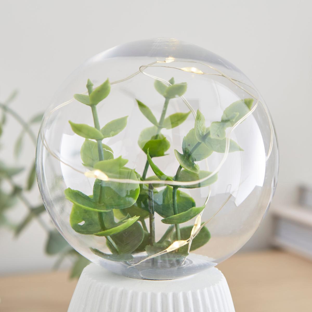 Faux Terrarium Ribbed Battery Table Lamp White – image 3