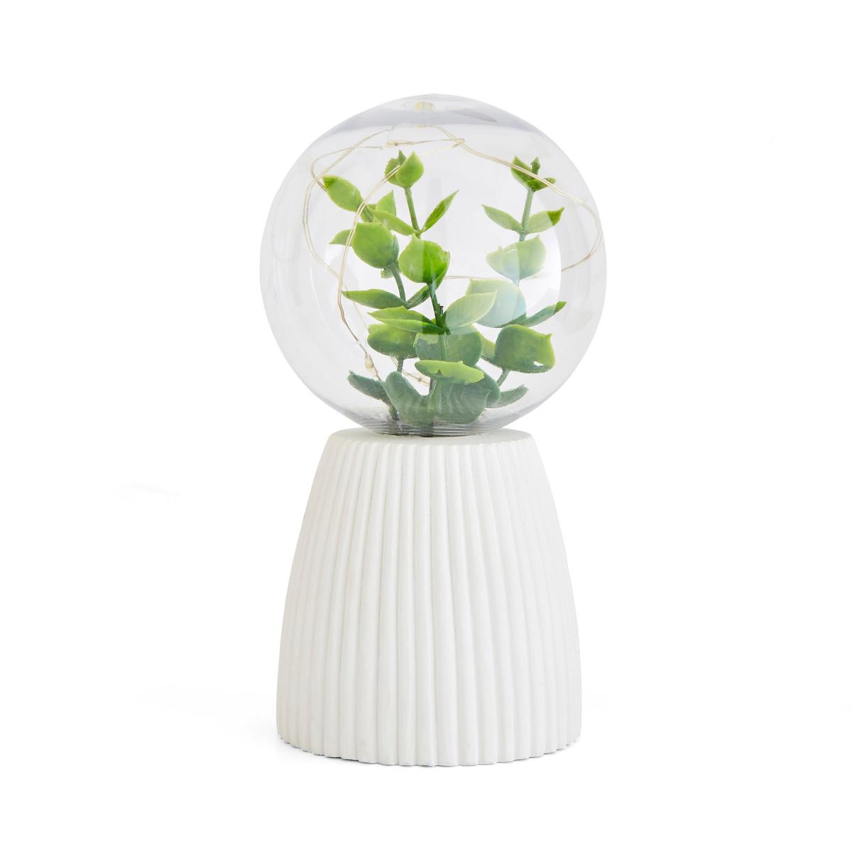 Faux Terrarium Ribbed Battery Table Lamp White – image 5