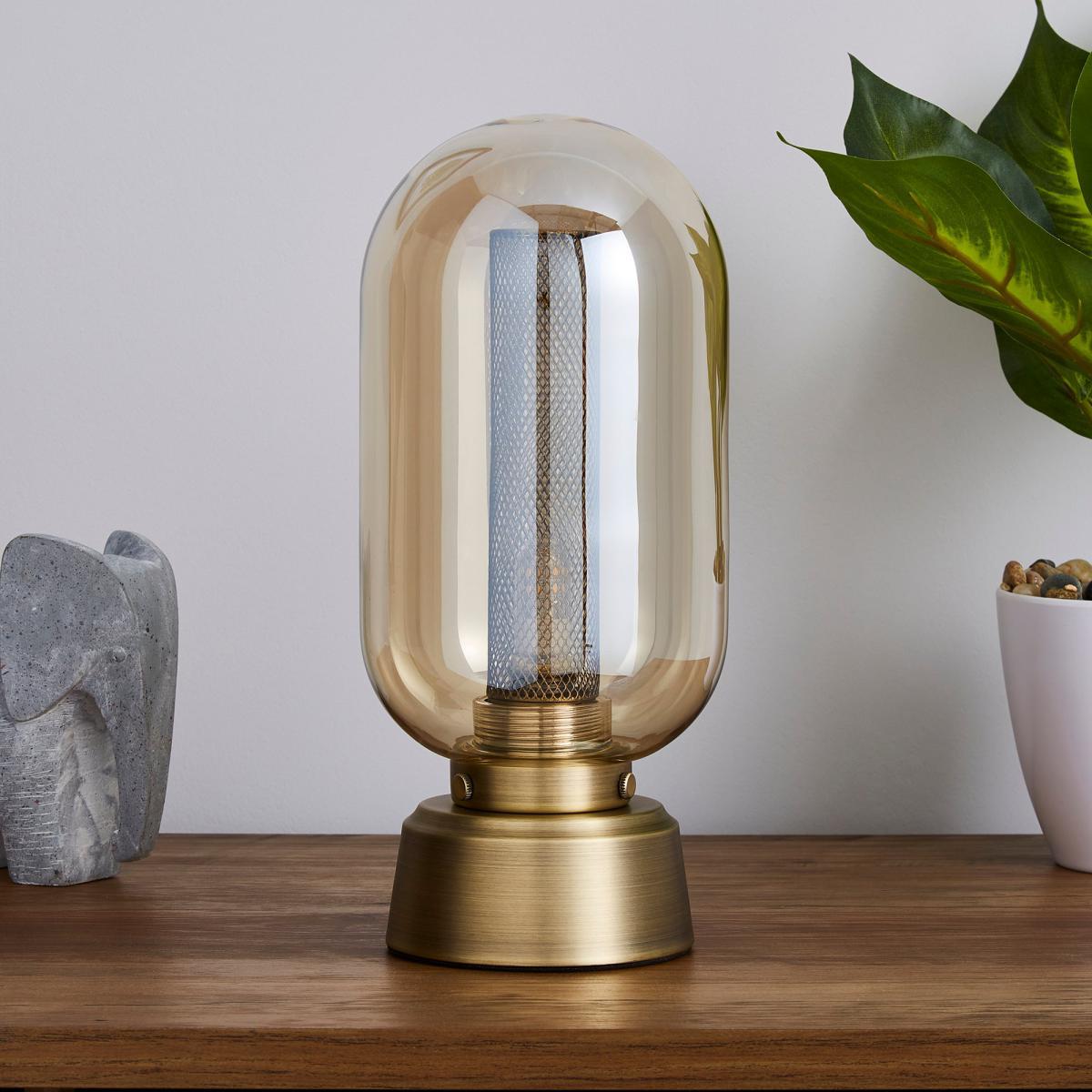 Safi Mesh Detail Touch Table Lamp Antique Brass Antique Brass – image 2