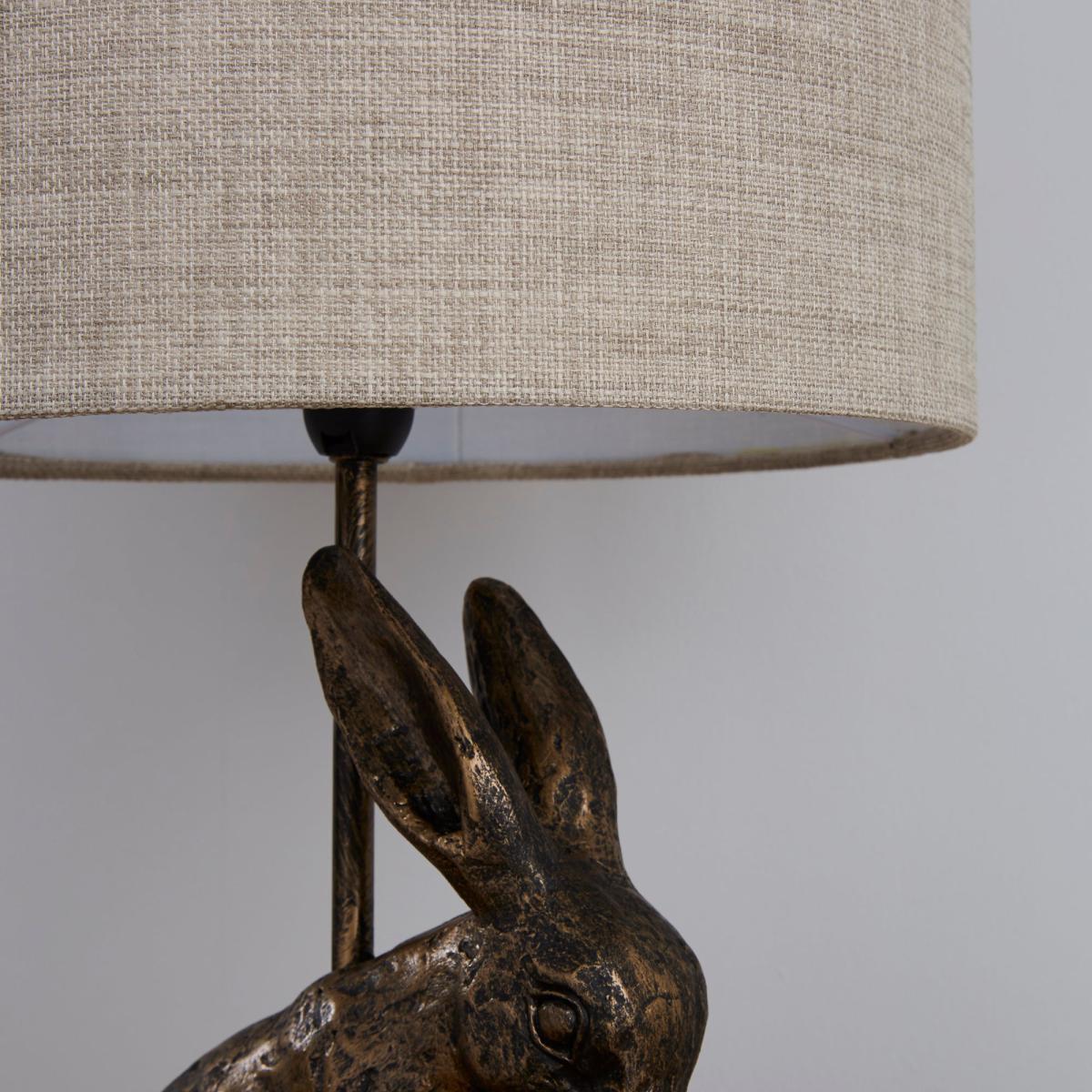 Hare Licking Paw Antique Brass Table Lamp Antique Brass – image 4