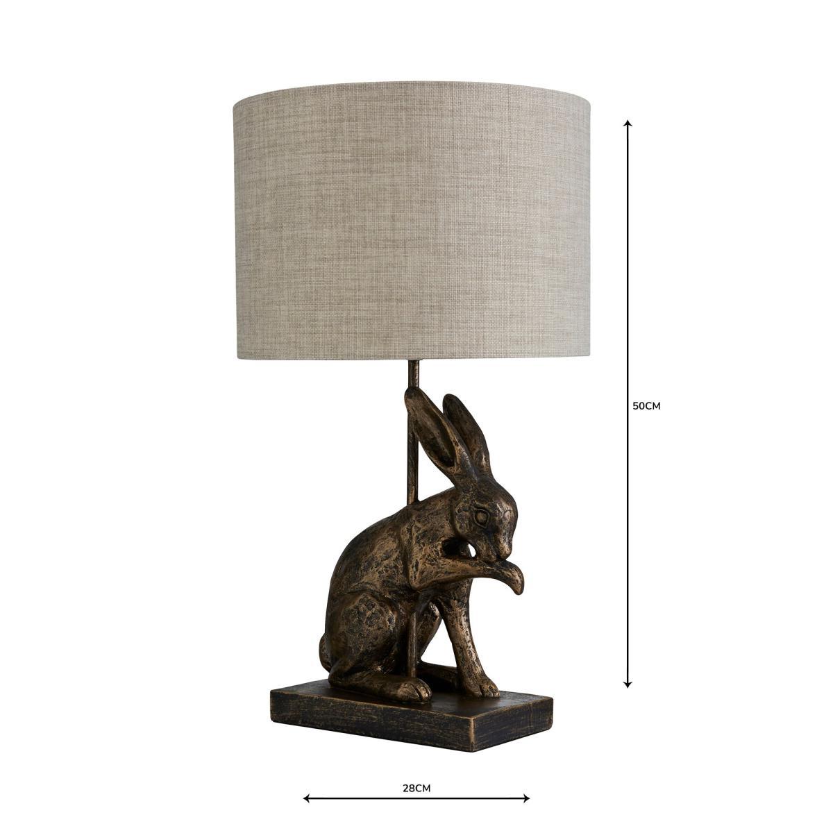 Hare Licking Paw Antique Brass Table Lamp Antique Brass – image 5