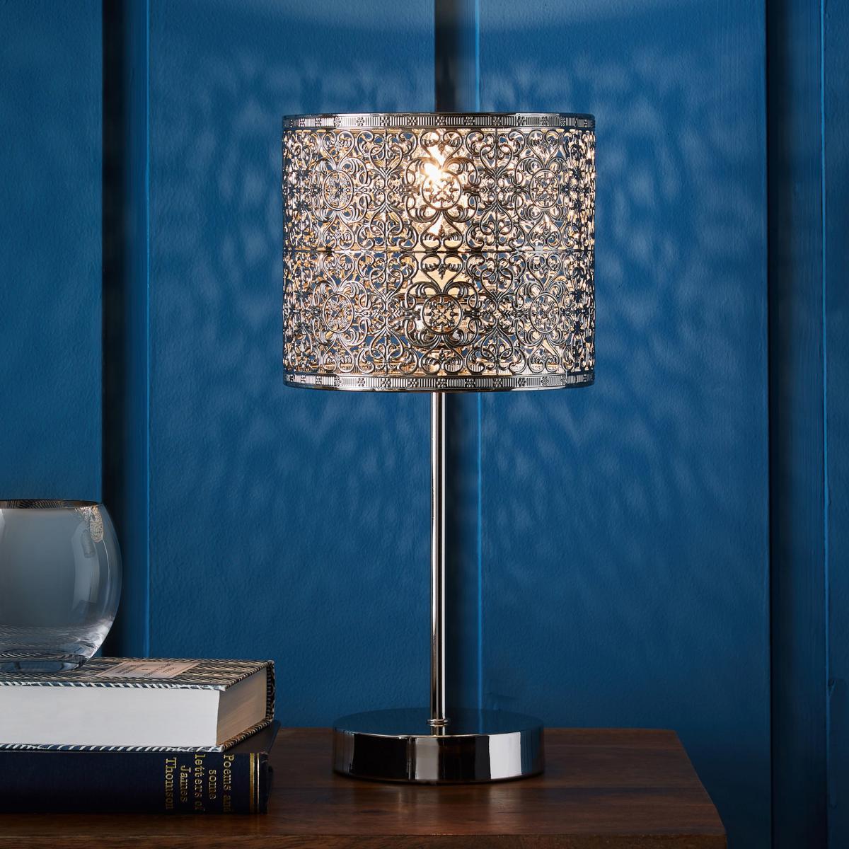 Tunis Fretwork Chrome Table Lamp Silver – image 2