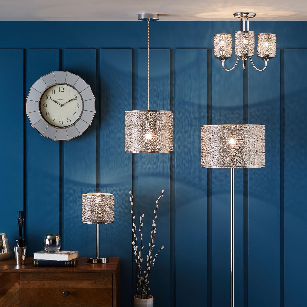 Tunis Fretwork Chrome Table Lamp Silver – image 3