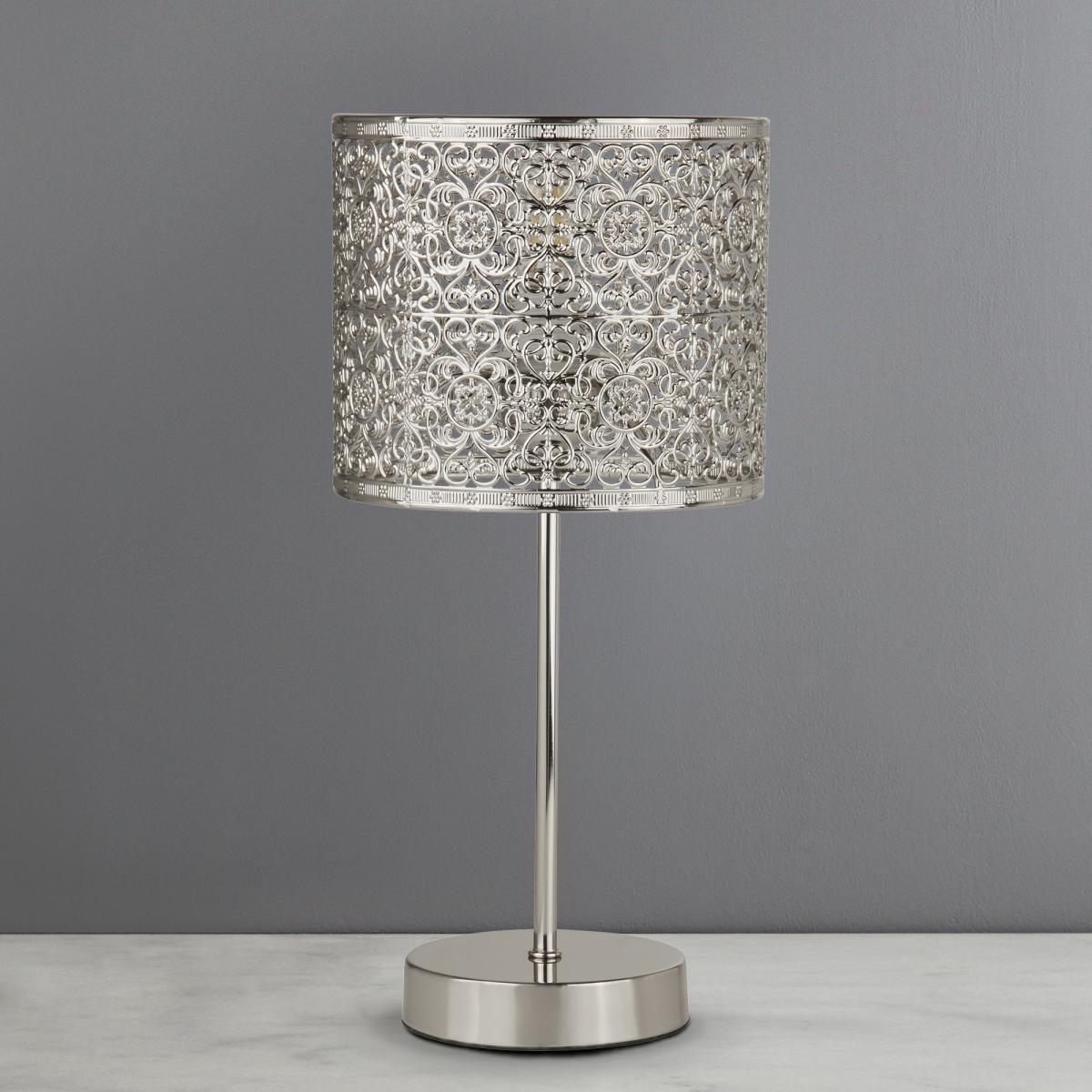 Tunis Fretwork Chrome Table Lamp Silver – image 4