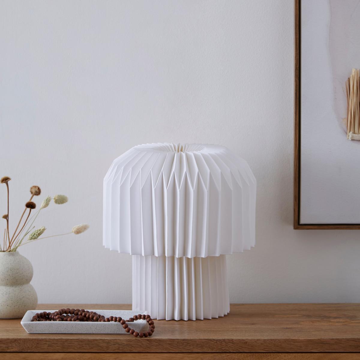 Origami Paper Table Lamp 38cm Mushroom White – image 2