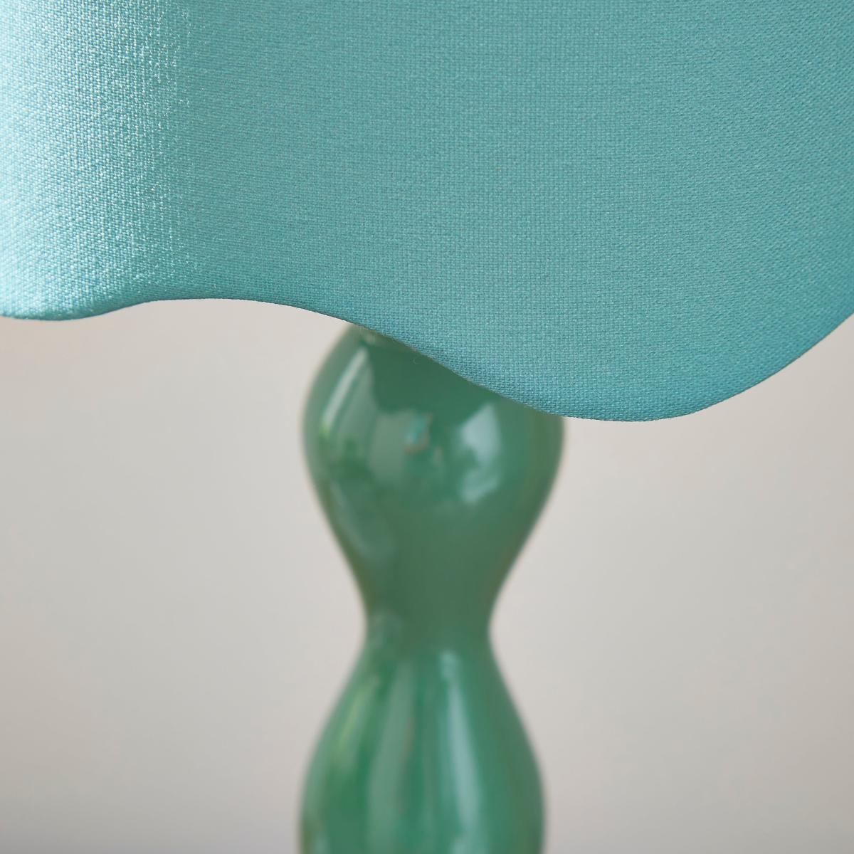 Elsie Tall Scalloped Table Lamp Green – image 1