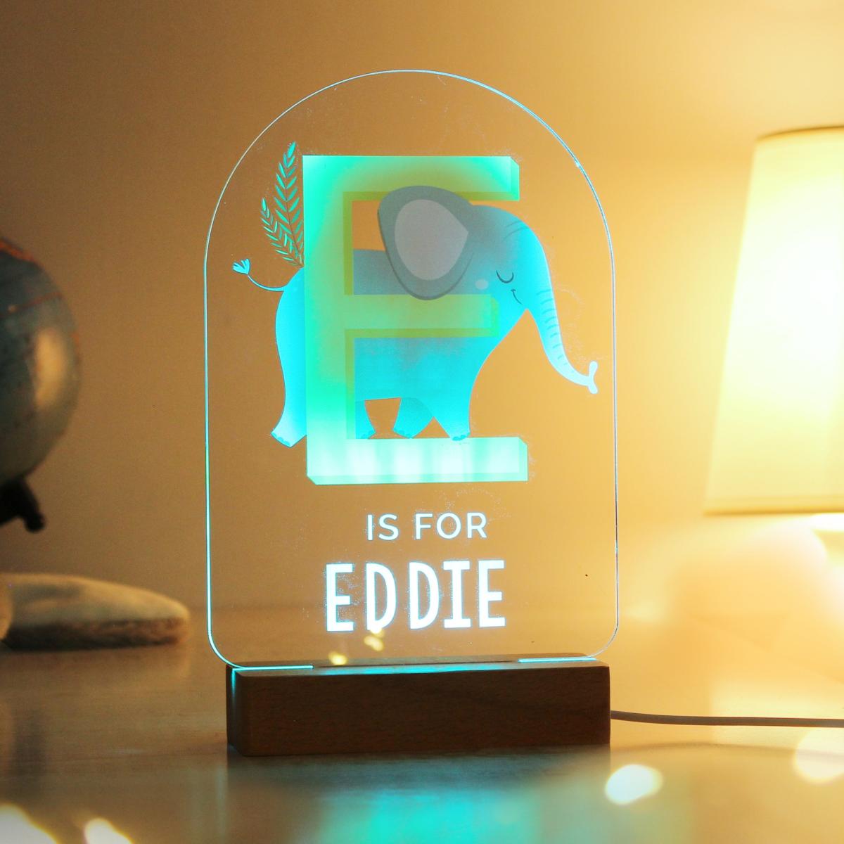 Personalised Animal Alphabet Wooden Based LED Light Natural – image 6