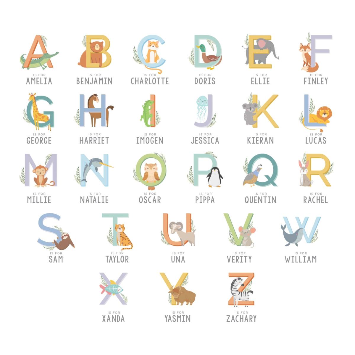 Personalised Animal Alphabet Wooden Based LED Light Natural – image 8