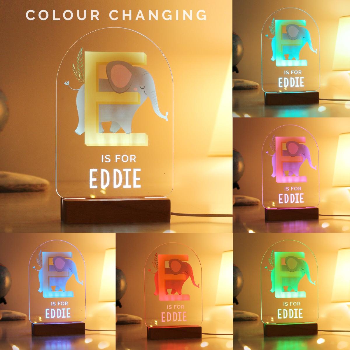 Personalised Animal Alphabet Wooden Based LED Light Natural – image 9