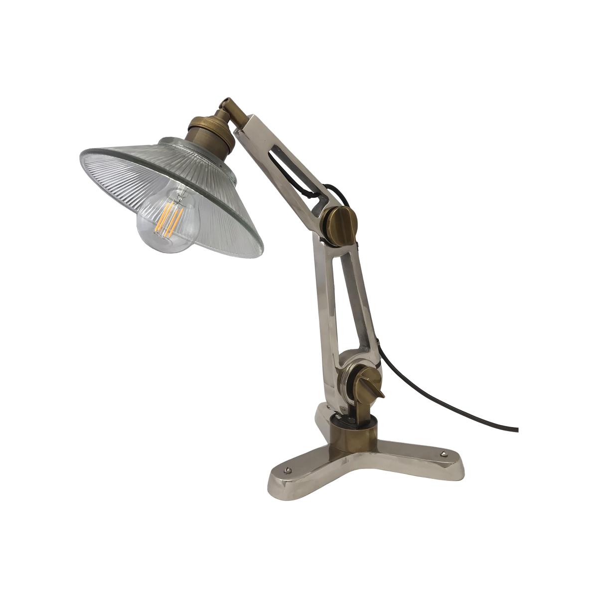 Brass and Nickel Industrial Table Lamp