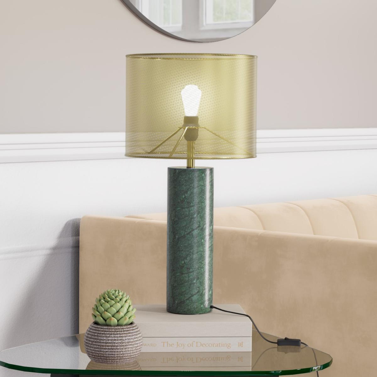 Brass and Green Marble Table Lamp - Lincoln – image 3