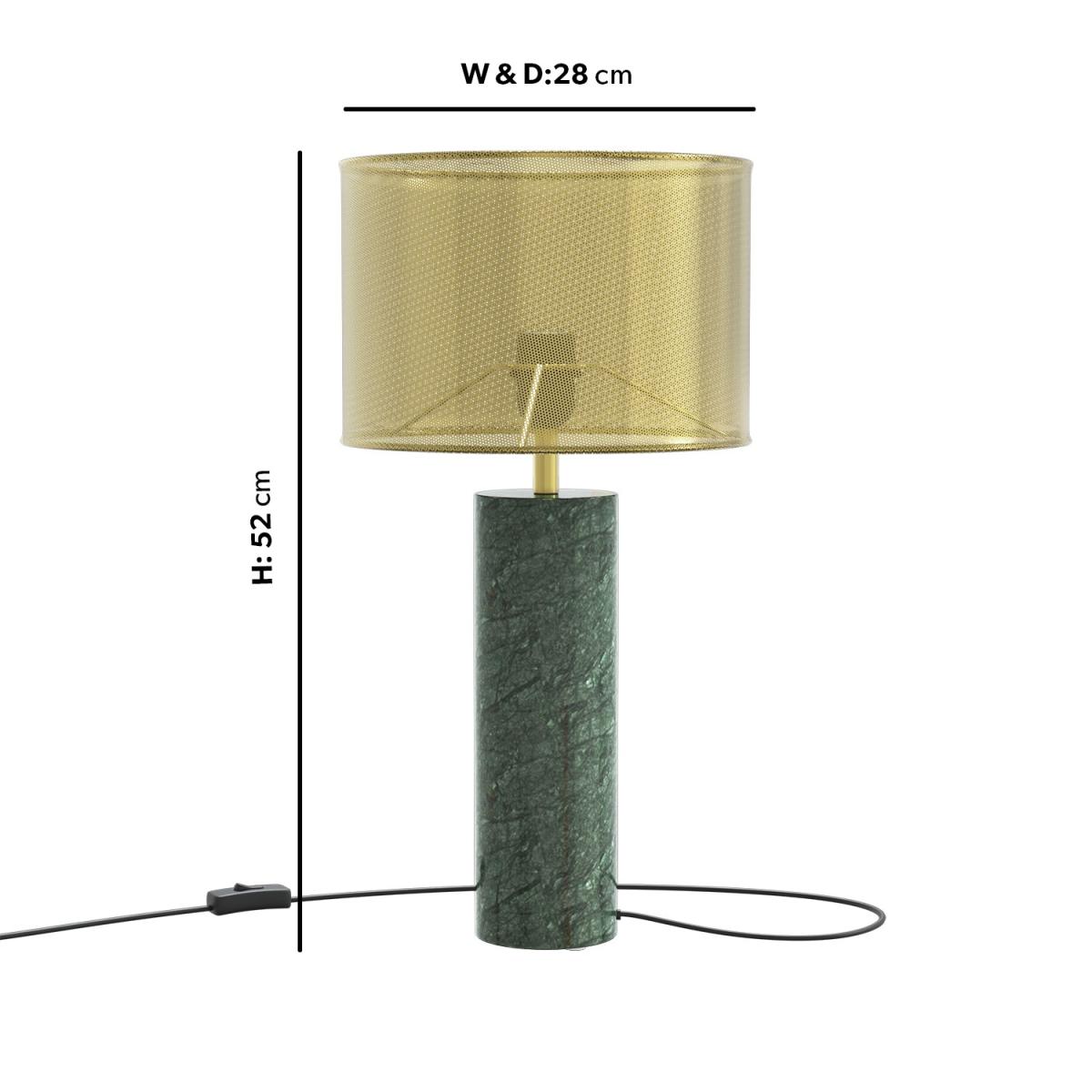 Brass and Green Marble Table Lamp - Lincoln – image 4