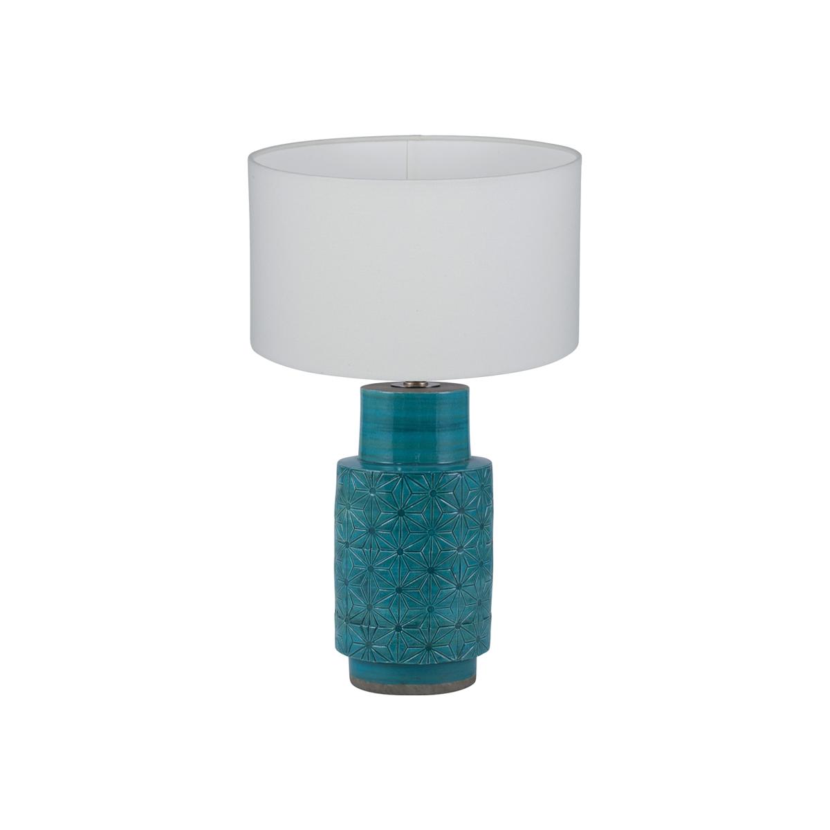 Blue Geometric Table Lamp with White Light Shade