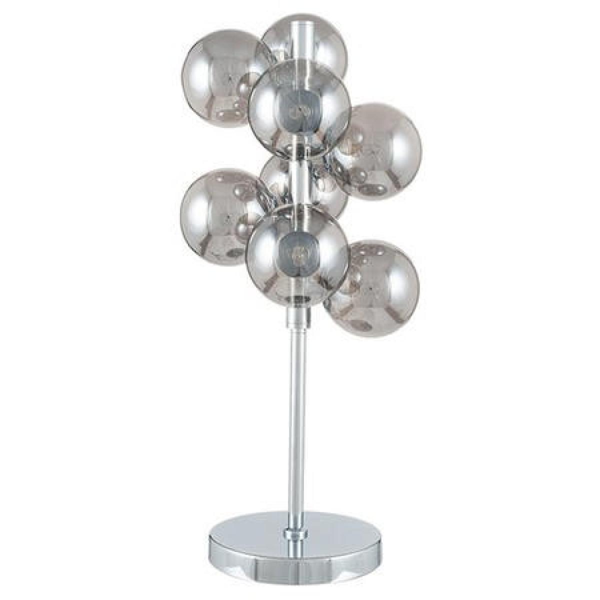 Smoked Grey Glass Orb Table Lamp with Chrome Base – image 2