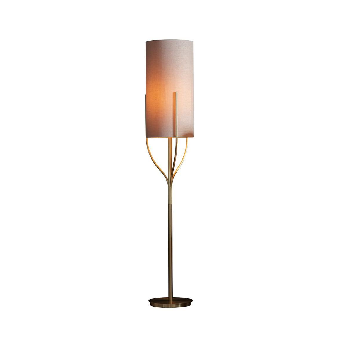 Floor Lamp with Brass Base & Linen Shade - Romana – image 3
