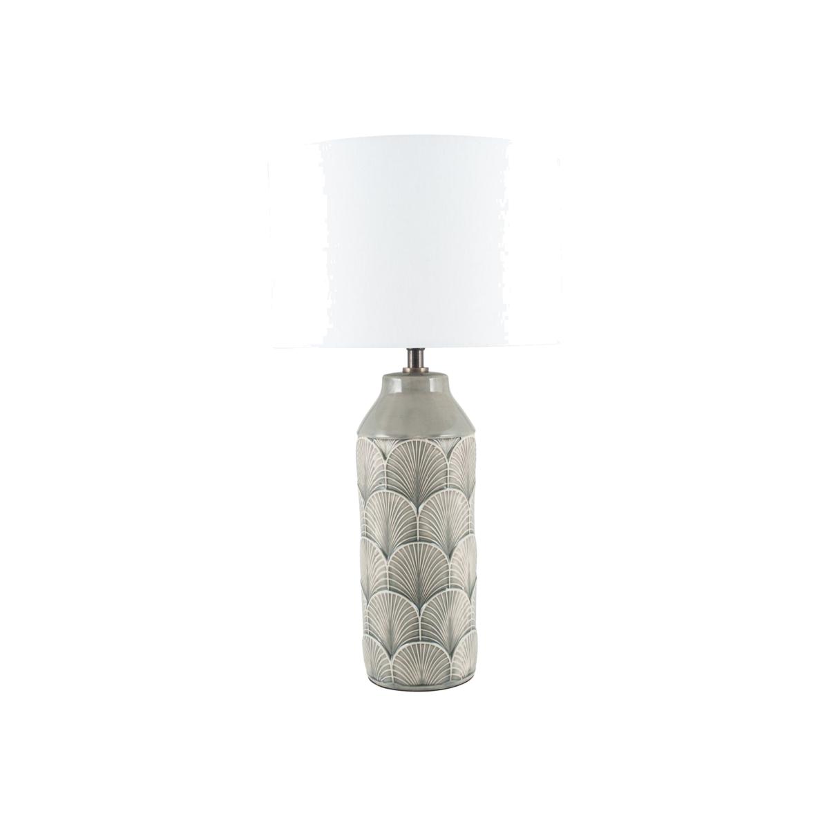 Embossed Grey Ceramic Table Lamp - Bethan – image 1