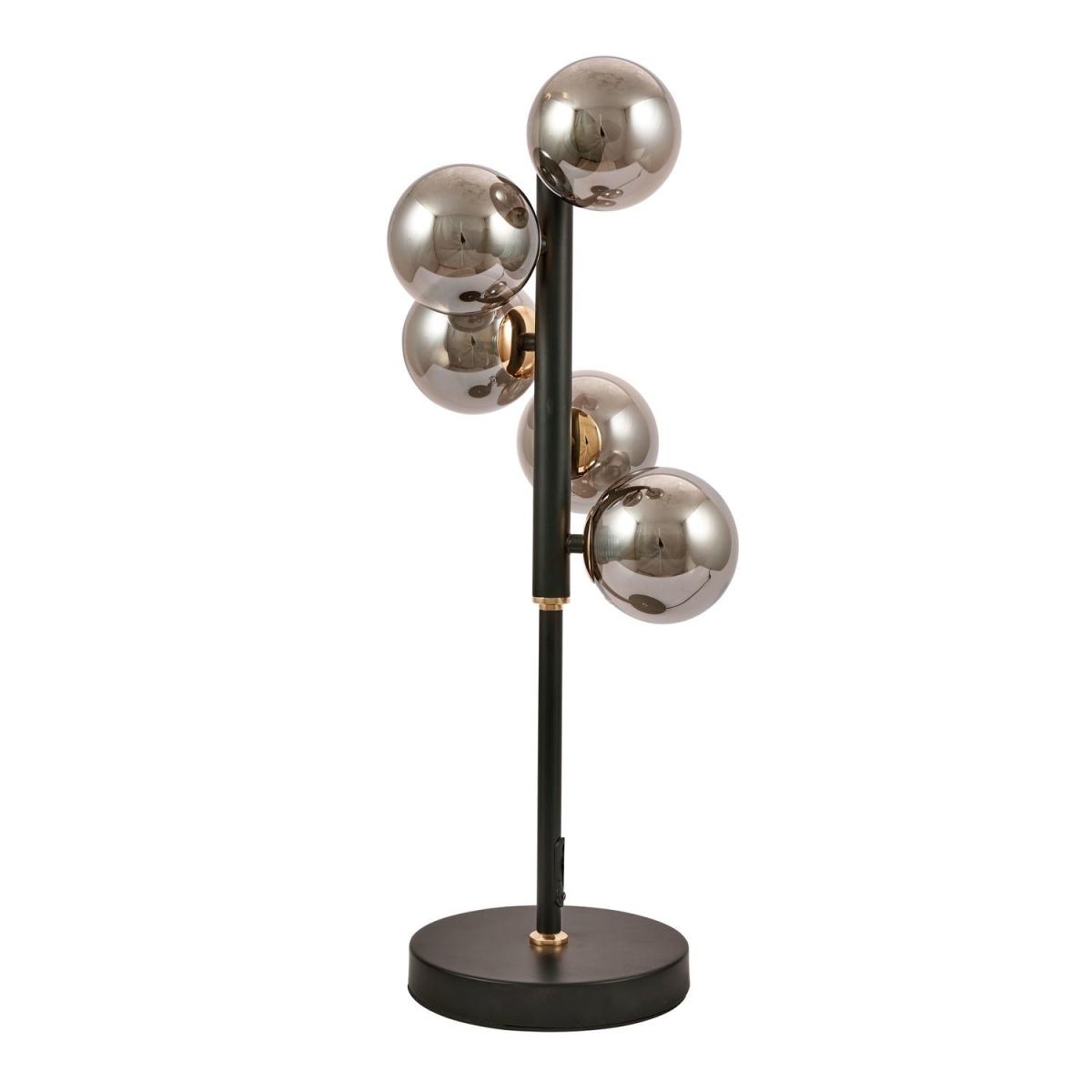 Smoke Glass Ball and Black Metal Table Lamp - Blair – image 2