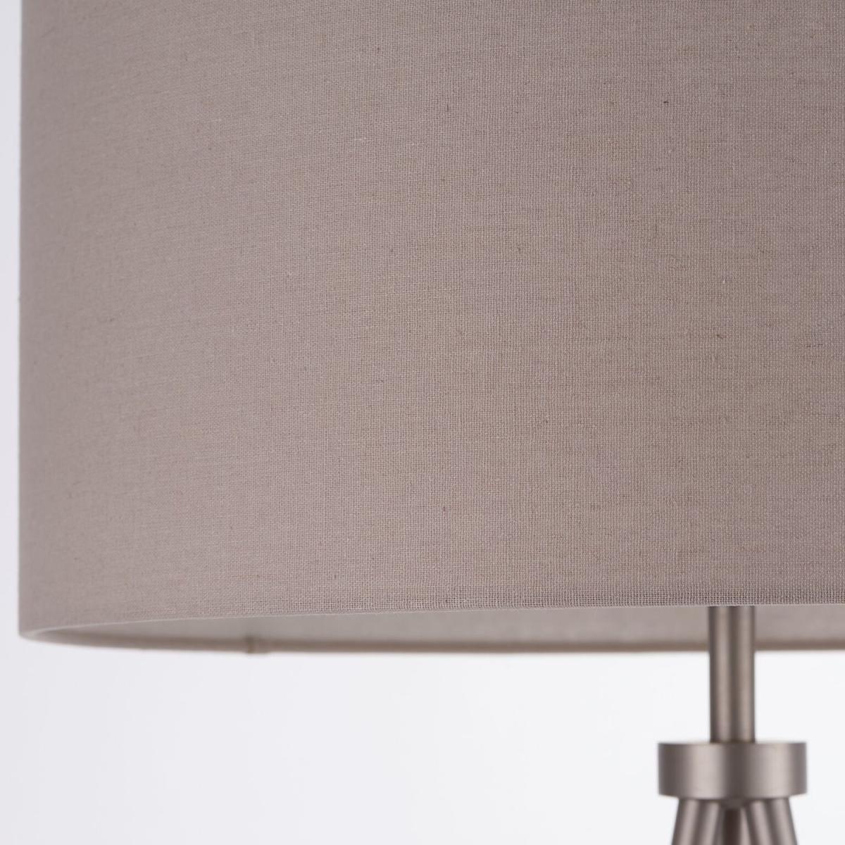 Tri Floor Lamp with Matt Nickel Legs & Grey Linen Effect Light Shade – image 2