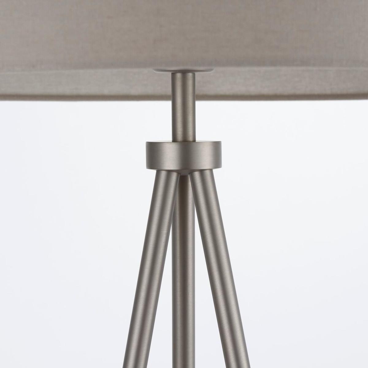 Tri Floor Lamp with Matt Nickel Legs & Grey Linen Effect Light Shade – image 3
