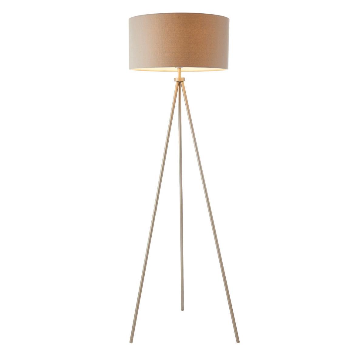 Tri Floor Lamp with Matt Nickel Legs & Grey Linen Effect Light Shade – image 6